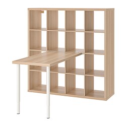 KALLAX/LINNMON - Desk combination, white/white stained oak effect, 147x139x147 cm