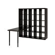 LAGKAPTEN/KALLAX - Desk combination, black/black-brown, 182x179x182 cm