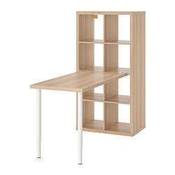 KALLAX/LINNMON - Desk combination, white/white stained oak effect, 77x139x147 cm