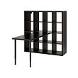 LAGKAPTEN/KALLAX - Desk combination, black/black-brown, 147x159x147 cm