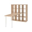 LAGKAPTEN/KALLAX - Desk combination, white/white stained oak effect, 147x179x147 cm