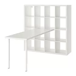 LAGKAPTEN/KALLAX - Kombinasi meja, putih, 147x179x147 cm