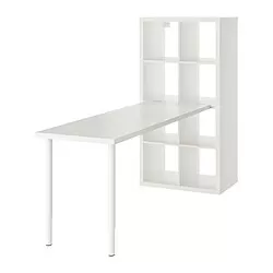 LAGKAPTEN/KALLAX - Kombinasi meja, putih, 77x179x147 cm