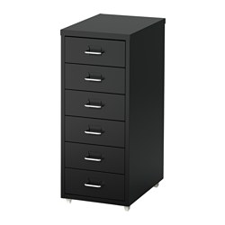 HELMER - Drawer unit on castors, black, 28x69 cm