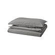 ÄNGSLILJA - Sarung duvet dan sarung bantal, abu-abu, 150x200/50x80 cm