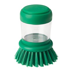 VIDEVECKMAL - Dish-washing brush with dispenser, bright green