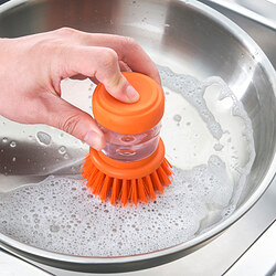 VIDEVECKMAL - Sikat cuci piring dengan dispenser, oranye terang