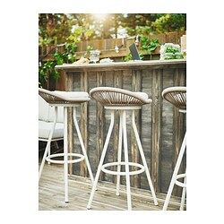 SEGERÖN - Bar stool, outdoor, swivel white/beige