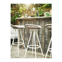 SEGERÖN - Bar stool, outdoor, swivel white/beige