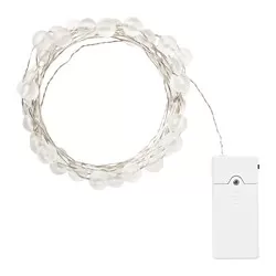 SNÖYRA - Lampu rantai LED dengan 40 lampu, dalam ruang/dioperasikan dengan baterai warna perak