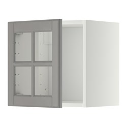 METOD - Wall cabinet with glass door, white/Bodbyn grey, 40x37x40 cm