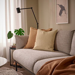 SANDTRAV - Cushion, yellow-beige/white, 45x45 cm