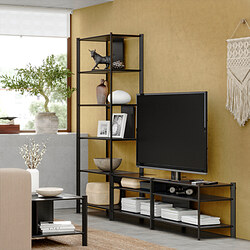 JÄTTESTA - TV storage combination, black, 240x40x195 cm