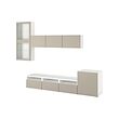 BESTÅ - TV storage combination/glass doors, white Lappviken/light grey-beige clear glass, 300x42x211 cm