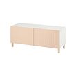 BESTÅ - TV bench with doors, white Björköviken/Mejarp/birch veneer, 120x42x48 cm