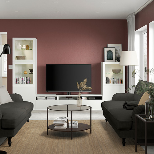 BESTÅ kombinasi penyimpanan TV/pintu kaca