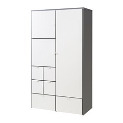 VISTHUS - Lemari pakaian, abu-abu/putih, 122x59x216 cm