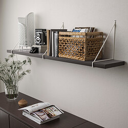 PERSHULT/BERGSHULT - Wall shelf, brown-black/white, 120x20 cm
