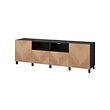 BESTÅ - TV bench with doors and drawers, black-brown/Hedeviken/Stubbarp oak veneer, 240x42x74 cm