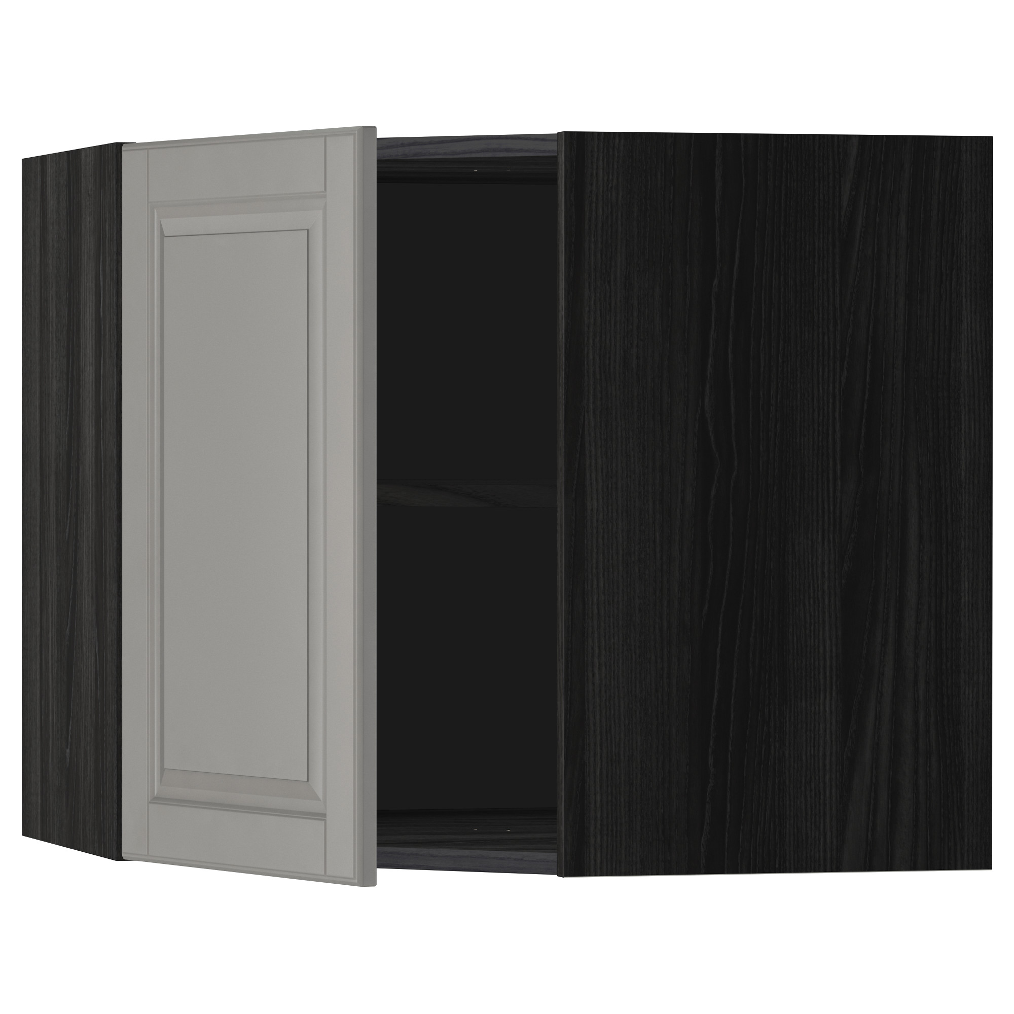 Metod Corner Wall Cabinet With Shelves Black Bodbyn Grey Ikea Indonesia