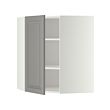 METOD - Corner wall cabinet with shelves, white/Bodbyn grey, 68x37x80 cm