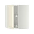 METOD - Corner wall cabinet with carousel, white/Bodbyn off-white, 68x37x80 cm