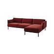 ÄPPLARYD - 3-seat sofa with chaise longue, Djuparp red/brown