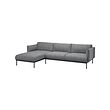 ÄPPLARYD - 3-seat sofa with chaise longue, Lejde grey/black