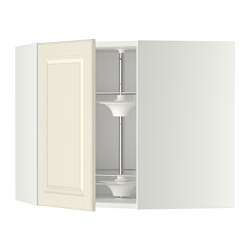 METOD - Corner wall cabinet with carousel, white/Bodbyn off-white, 68x37x60 cm