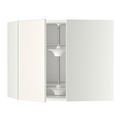 METOD - Corner wall cabinet with carousel, white/Veddinge white, 68x37x60 cm