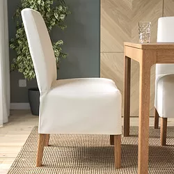 BERGMUND - Kursi bersarung panjang medium, efek kayu oak/Inseros putih