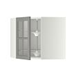 METOD - Corner wall cab w carousel/glass dr, white/Bodbyn grey, 68x37x60 cm
