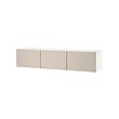 BESTÅ - TV bench with doors, white/Lappviken light grey/beige, 180x42x38 cm