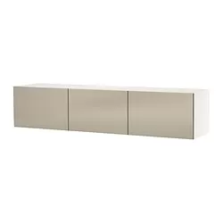 BESTÅ - Meja TV dengan pintu, putih/Riksviken efek perunggu terang, 180x42x38 cm