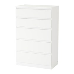 KULLEN - Lemari 5 laci, putih, 70x112 cm