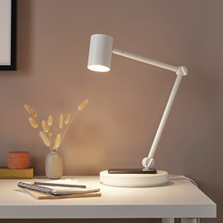 NYMÅNE - Work lamp with wireless charging, white