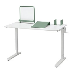 RELATERA - Desk combination sit/stand, white/light grey-green, 117x60 cm