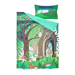 SKOGSDUVA - Sarung duvet dan sarung bantal, aneka warna/pola hutan, 150x200/50x80 cm