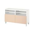 BESTÅ - TV bench with doors, white/Björköviken/Stubbarp birch veneer, 120x42x74 cm