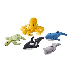 BLÅVINGAD - Set Boneka isi 5, hewan laut/warna campuran