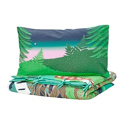 SKOGSDUVA - Sarung duvet dan sarung bantal, aneka warna/pola hutan, 150x200/50x80 cm