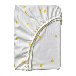 SKOGSDUVA - Seprai berkaret, putih kuning/motif bunga, 90x200 cm