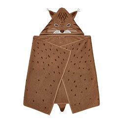 SKOGSDUVA - Handuk dengan penutup kepala, berbentuk lynx/cokelat, 70x140 cm