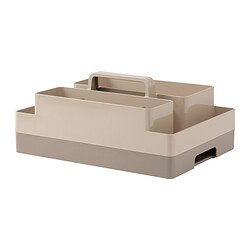 KUGGIS - Desk organiser set, 2 pieces, grey-beige/dark grey-beige, 26x35x16 cm