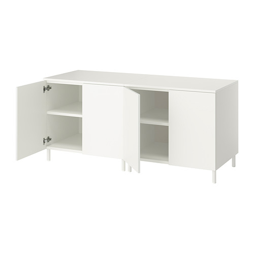 PLATSA kombinasi penyimpanan dengan pintu, putih/Fonnes putih