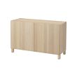BESTÅ - Storage combination with doors, white stained oak effect/Lappviken/Stubbarp white stained oak effect, 120x42x74 cm
