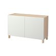BESTÅ - Storage combination with doors, white stained oak effect/Laxviken/Stubbarp white, 120x42x74 cm