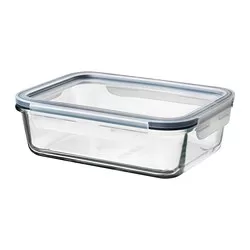 IKEA 365+ - Wadah makanan dengan penutup, persegi panjang kaca/plastik, 1.0 l