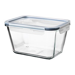 IKEA 365+ - Food container with lid, rectangular glass/plastic, 1.8 l