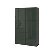 BESTÅ - Storage combination with doors, black-brown Selsviken/high-gloss dark olive-green, 120x42x193 cm